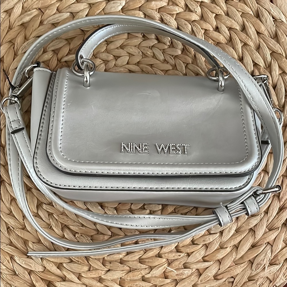 Nine West Silver Crossbody Bag with Metallic Finish
